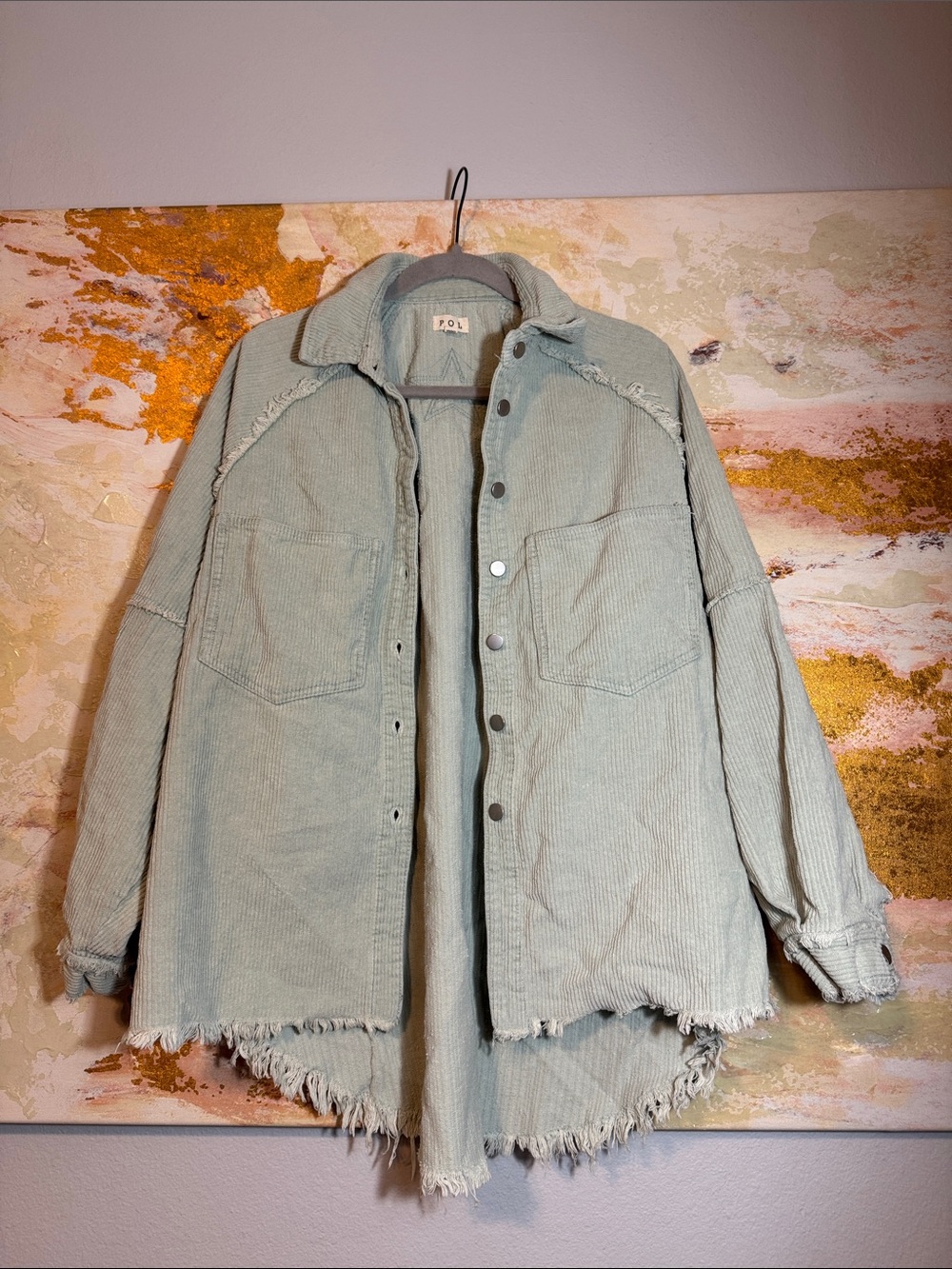 POL Corduroy Shacket Sage Green Medium